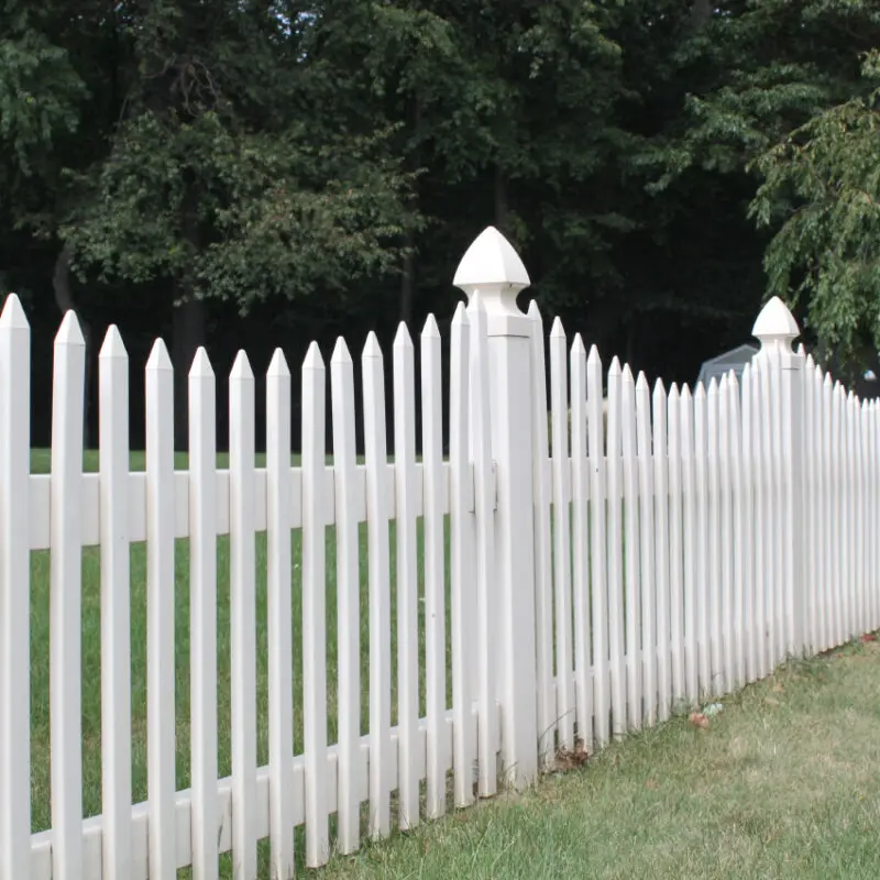 White picket fence installation outdoor