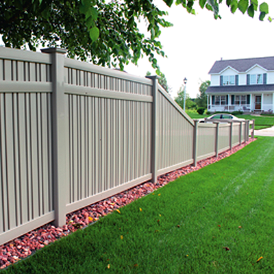 Vinyl fence residential installation landscaping