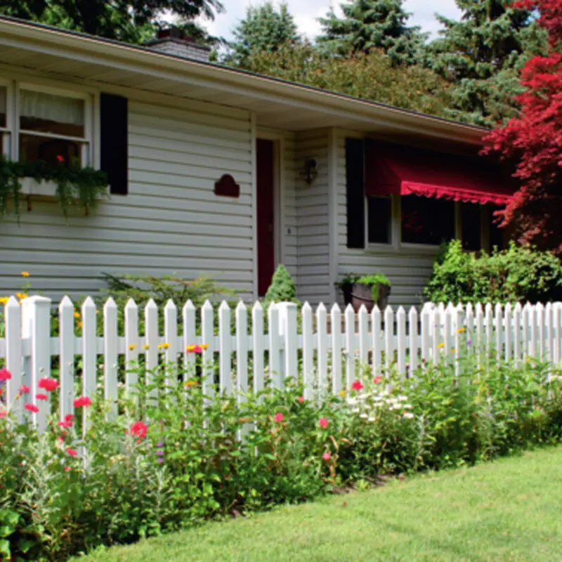White picket fence garden landscaping