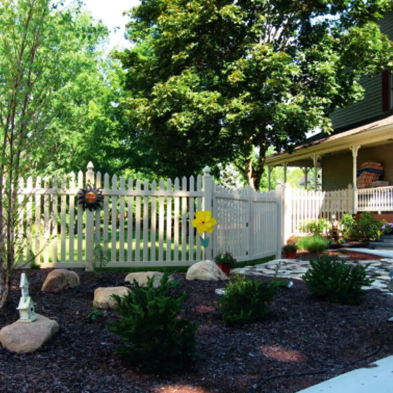 White picket fence garden installation
