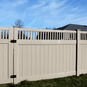 Vinyl privacy fence backyard installation