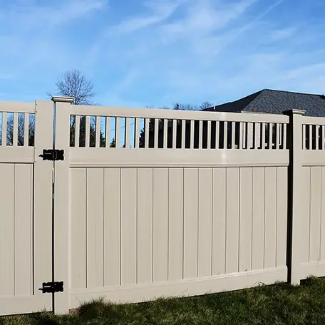 Vinyl privacy fence blue sky