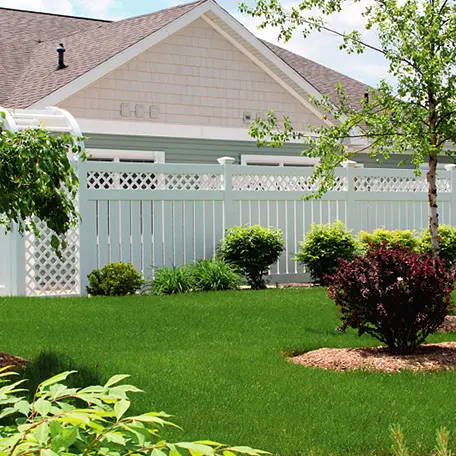 Garden with white picket fence