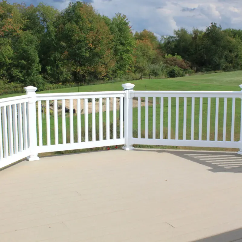 White deck railing scenic view
