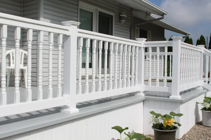 White deck railing installation service