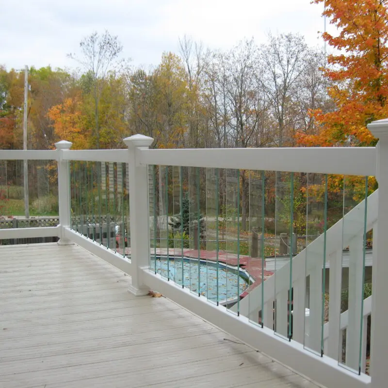 White deck with glass railing