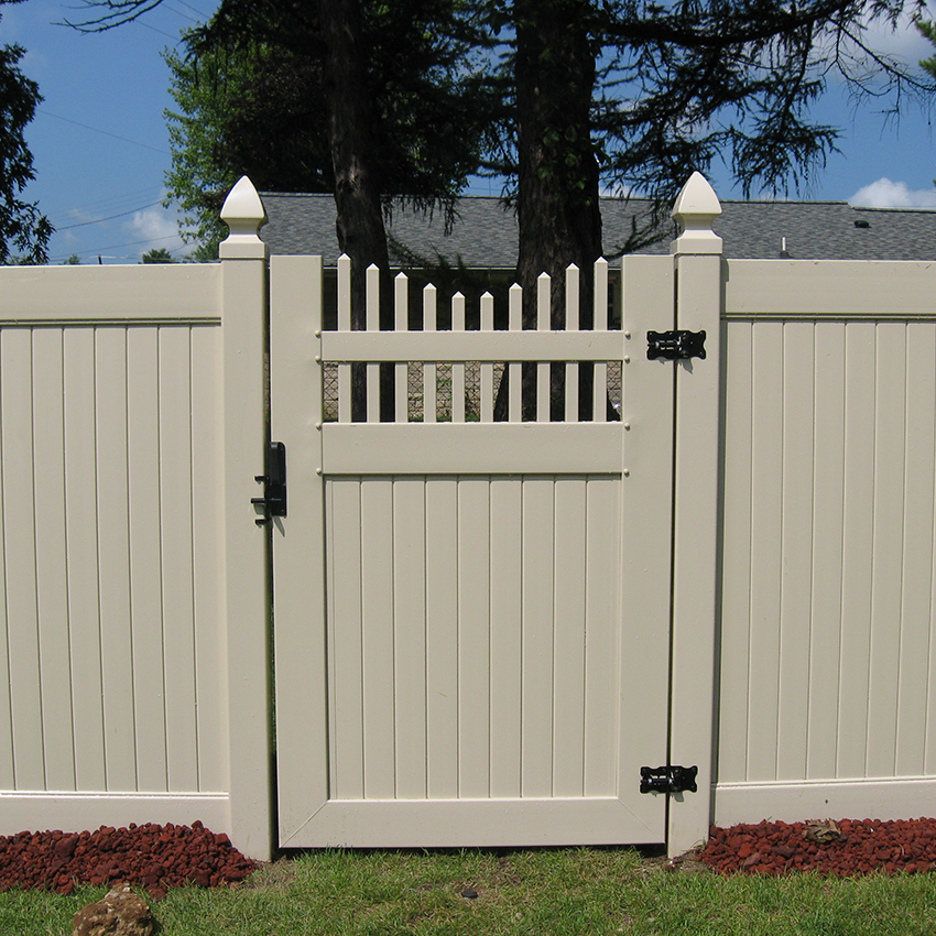 White vinyl gate with latch